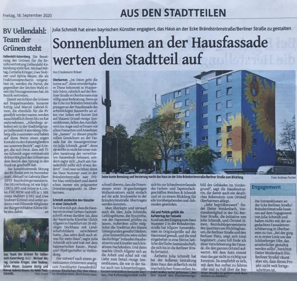 Zeitungsartikel zum Sonnenblumenhaus